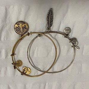 Alex and Ani Set of Two Bangles Silver and Gold